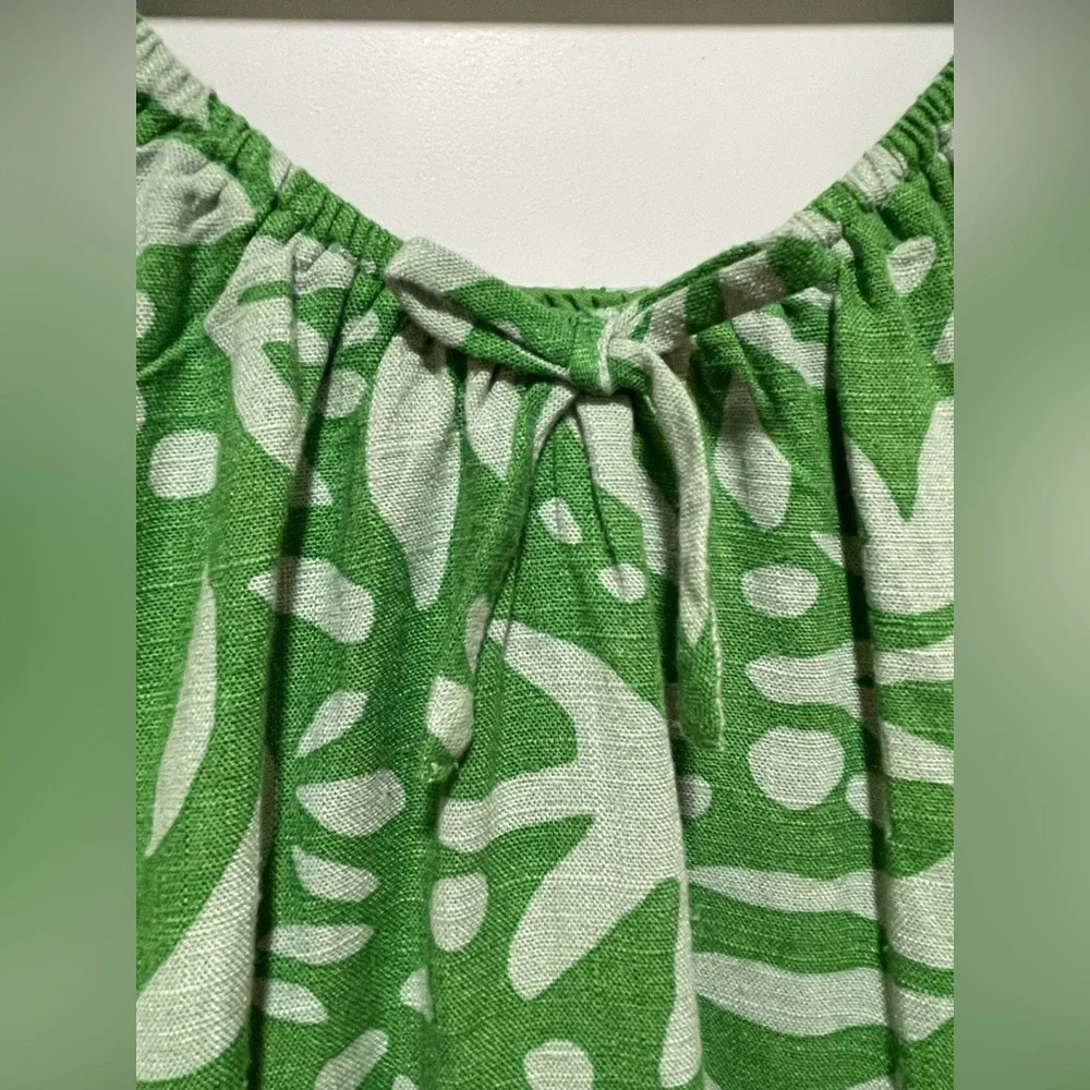 Chelsea & Violet Girls Sz 16 Green Abstract Floral Puff Sleeve Boho Casual Dress